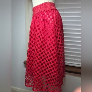 NWT Magic Red Eyelet A-Line Skirt,